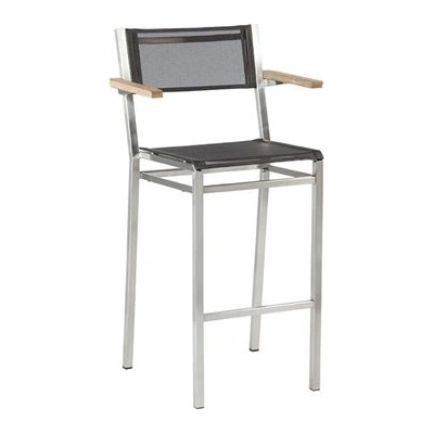 Barlow Tyrie Nerezové barové křeslo Equinox, 56x52x106 cm, rám nerez, výplet textilen charcoal