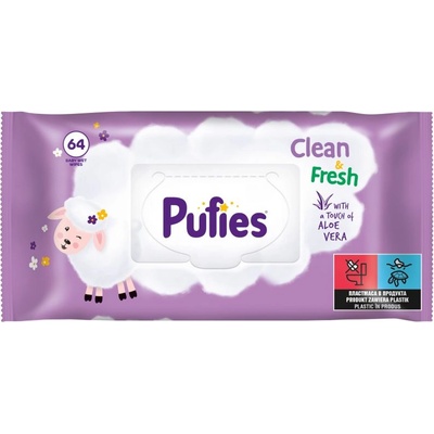 Pufies Мокри кърпички Pufies Clean & Fresh с алое вера - 64 броя