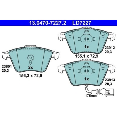 Sada brzdových platničiek kotúčovej brzdy ATE Ceramic 13.0470-7227.2