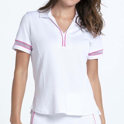 Dámska polokošeľa Lucky in Love Piped Fairway S/S Polo WhiteTaffy