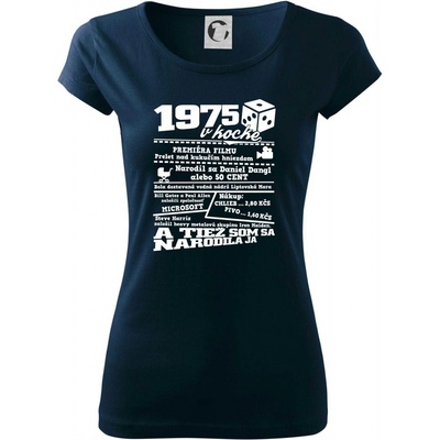 1975 v kocke Pure dámske tričko Tmavomodrá veľmi tmavá skoro čierna