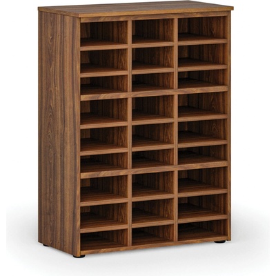 PRIMO Třídící regál WOOD, 800 x 420 x 1087 mm, 27 přihrádek, ořech