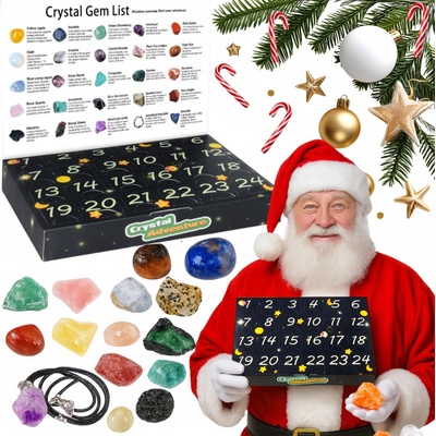 SUPVOX Adventný kalendár s kryštálovými minerálnymi kameňmi, 24 dní, ako darček