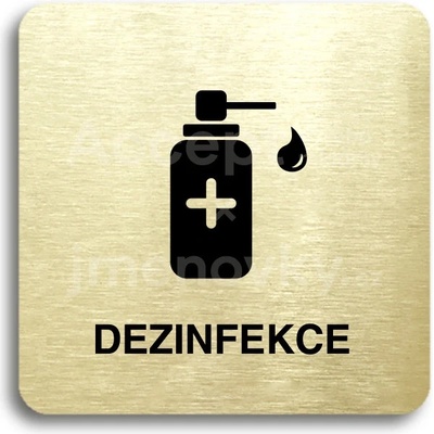 ACCEPT Piktogram dezinfekce V - zlatá tabulka - černý tisk bez rámečku