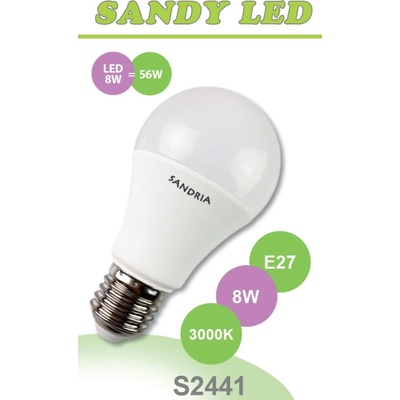 Sandria LED žárovka E27 S2441 SANDY LED E27 A60 8W SMD 3000K