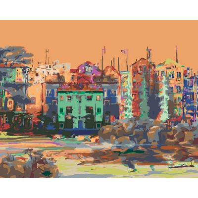 ZUTY Maľovanie podľa čísel FAREBNÉ DOMY 80 x 100 cm
