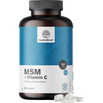 HealthyWorld MSM 2000 mg + Vitamin C - 365 таблетки