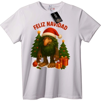NOONEBRAND Тениска FELIZ NAVIDAD Дървесен Човек - M, White