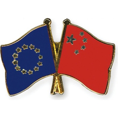 Odznak (pins) 22mm vlajka EU + Čína - barevný