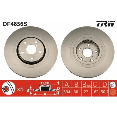 TRW Brzdový kotúč DF4856S sada 2 ks