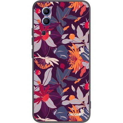 Pouzdro Picasee silikonové Vivo Y52 5G Purple Leaf černé