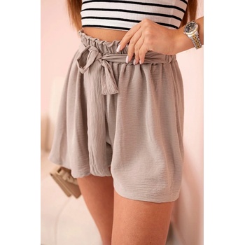 Kesi viskózové šortky IT-39 se zavazovaním pase béžová