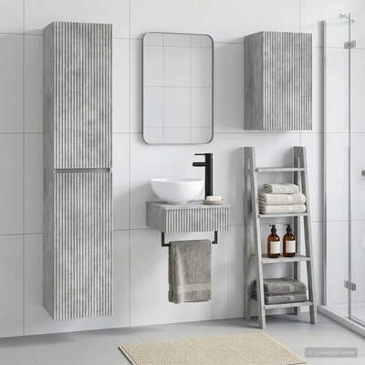 vidaXL Комплект мебели за баня 3 бр. Бетонно сиво 33 x 34, 5 x 160 см (3406046)