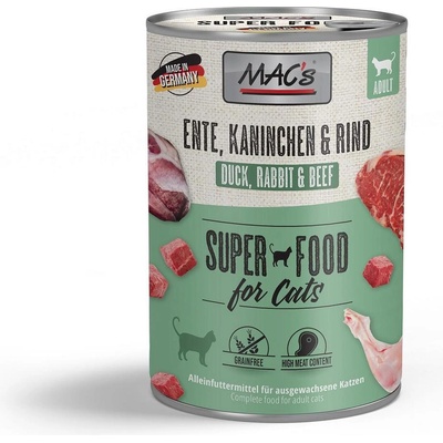 MAC's Mac’s Cat Beef, Duck and Rabbit - Премиум консервирана храна за котки с патешко, телешко и заешко месо, 200 гр