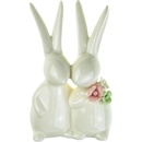 Dommio Pár porcelánových zajačikov s kvietkom 12 cm