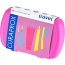 Curaprox Travel Set zubná kefka + CPS medzizubné kefky 2 ks + zubná pasta 10 ml darčeková sada, ružový