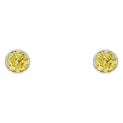Eppi Strieborné minimalistické bezel náušnice so žltými diamantmi Viosa E44199