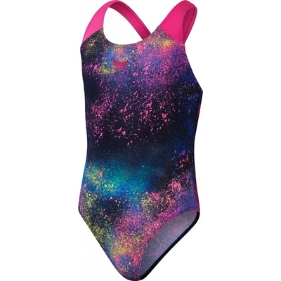Speedo Digital Allover Splashback Girls Black/Flare Pink
