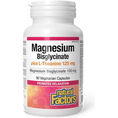 Natural Factors Магнезий (бисглицинат) 100 mg + Л-Теанин 120 mg 90 капсули | Natural Factors (2867 NF)