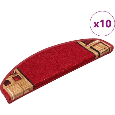 vidaXL Самозалепващи стелки за стълби, 10 бр, 65x21x4 см, червени (149831)
