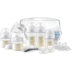Philips Комплект за кърмене Philips Avent SCD430/50 с ръчна помпа за кърма Natural Motion, стерилизатор за микровълнова, шишета Natural Response 2 бр. от 125мл и 2 броя от 260мл, 2 бр. залъгалки 0-6м, 4 бибер