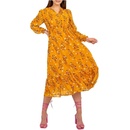Květinové midi šaty s dlouhými rukávy RO SK ELB 2309.98 dark yellow