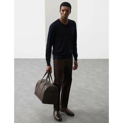 Marks & Spencer Суитшърт с V-образно деколте от чиста извънредно фина вълна мерино Marks & Spencer морско синя Marks & Spencer | Sin | МЪЖЕ | S REG