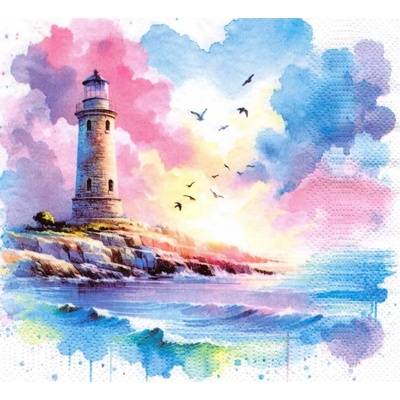 IHR Ideal Home Range Ubrousek 33x33cm Maják akvarel – Zboží Dáma