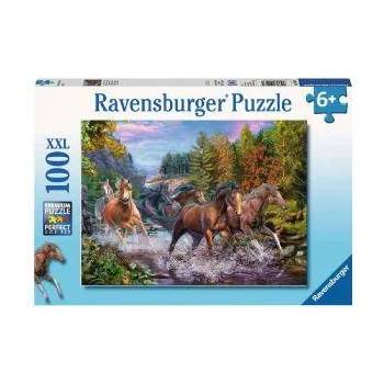 Ravensburger Пъзел Ravensburger 100 части XXL - Препускащи коне в река, 7010403