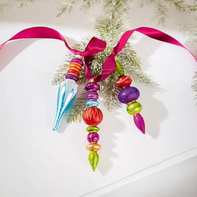 Gilde Sklenené ozdoby na vianočný stromček Conical, 6 ks, 19 cm