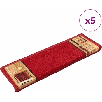 vidaXL Самозалепващи стелки за стълби, 5 бр, 65x21x4 см, червени (149838)