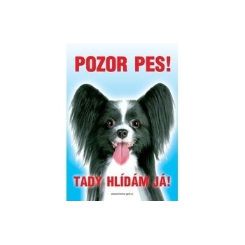 Grel Tabulka pozor pes papilon černo-bílý