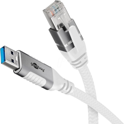 Goobay 74161 USB 3.0, RJ45 vidlice,USB A vidlice, niklovaný, 5m, bílý