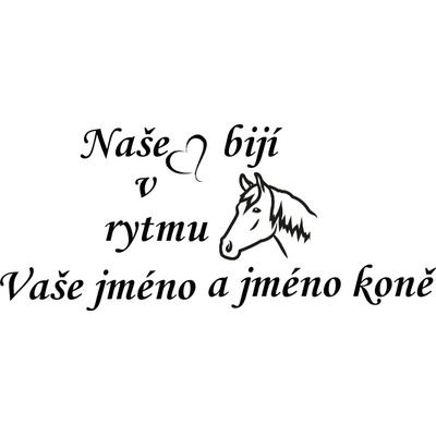 Nažehlovací nápis naše srdce s koněm Vzor: 4, Barva potisku: hnědá