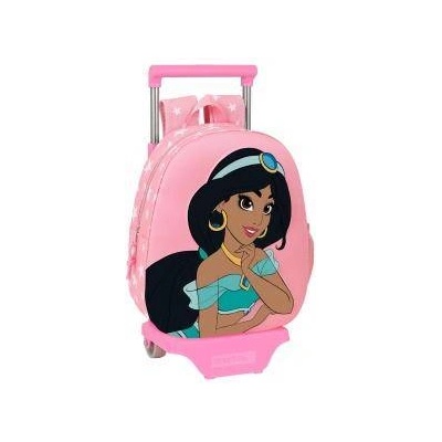 Disney 3D училищна чанта с колелца Disney Jasmine Розов (28 x 10 x 67 cm)