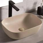 Inter Ceramic Мивка за баня ICB 887BEIGE, монтаж върху мебел, порцелан, бежов мат, 46x33x13.5см (887BEIGE)