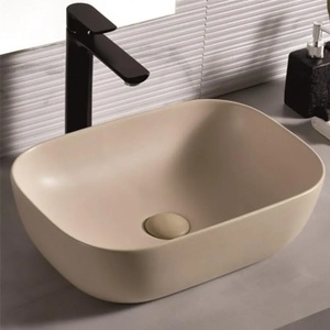 Inter Ceramic Мивка за баня ICB 887BEIGE, монтаж върху мебел, порцелан, бежов мат, 46x33x13.5см (887BEIGE)