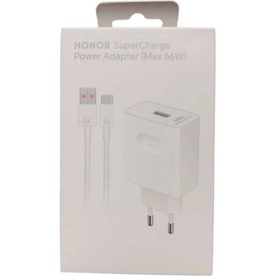 Huawei Оригинално Зарядно с Кабел Huawei Honor 66W SuperCharge 220v, Бял (HN-110600E00)