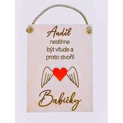 Dekorace z Řečice Andělská cedulka"Babička"