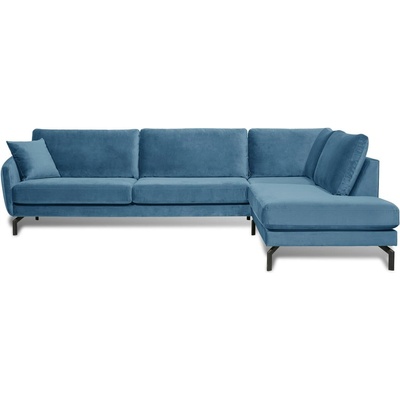 Scandic Ъглов диван от синьо кадифе (десен ъгъл) Magic - Scandic (16559SN-dblue)