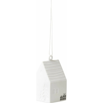 räder Závěsná dekorace domeček Christmas House – set 2 ks, bílá barva, porcelán