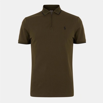 Ralph Lauren Риза с къс ръкав Polo Ralph Lauren Men's Zipped Short Sleeve Shirt - Company Olive
