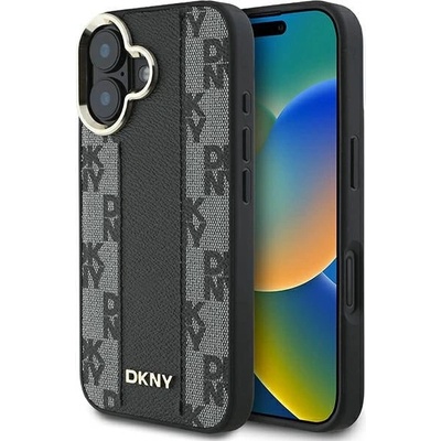 DKNY кариран калъф Magsafe за iPhone 16 - черен (3666339333140)