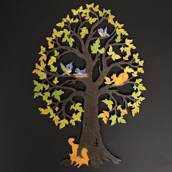 Amadea dřevěný strom se zvířaty barevná dekorace k zavěšení výška 28 cm