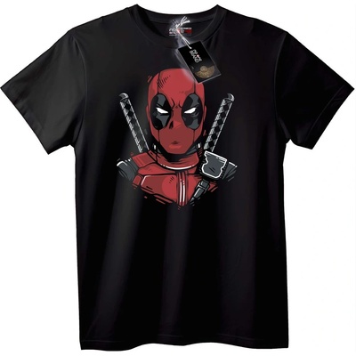 NOONEBRAND Тениска Deadpool - Червено и Черно Герой - L, White