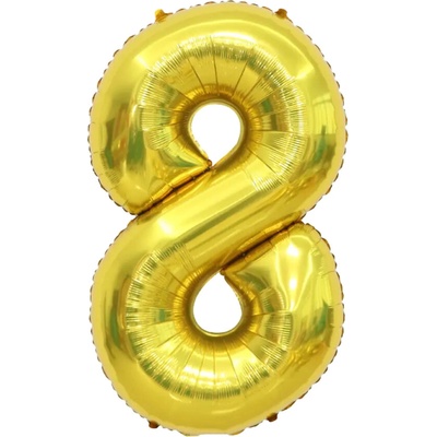 PartyDeco Balónek fóliový číslice 8 zlatá 35 cm