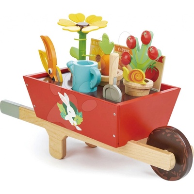 Tender Leaf Toys drevený fúrik so záhradnym naradim