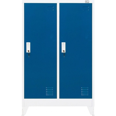 RFG Двоен метален гардероб RFG с две врати, 80 х 40 х 120 cm, бял със сини врати