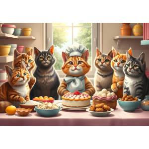 Alipson Puzzle - Puzzle Pastry Cats in Action - 1 000 piese