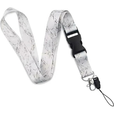 Šňůrka na krk Lanyard s karabinkou Mramor šedý
